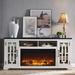 My Lux Decor Farmhouse Fireplace TV Stand w/ 36" Electric Fireplace For 80 Inch TV, 32" Tall Entertainment Center, Modern Media Console | Wayfair