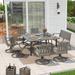 Peak Home Furnishings Square 8 - Person 63.2" Long Outdoor Dining Set w/ Cushions in Gray | 63.2 W x 63.2 D in | Wayfair 970435-433x6-434