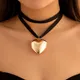 Salircon – collier ras du cou gothique en velours noir pour femmes pendentif en forme de grand cœur