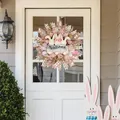 Poindécoration de couronne de Pâques rose décoration de lapin couronne de printemps pour porte
