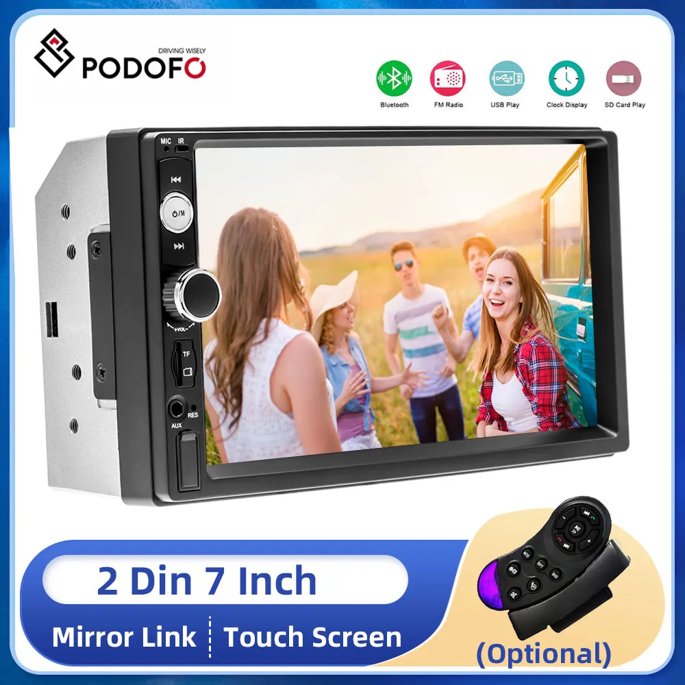 Podofo 2 Din Autoradio 7 "Stereo 2din Video Multimedia Player Autoradio Touch Screen Auto Radio per VW Nissan Kia Toyota