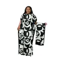 Robe caftan grande taille à motifs robe maxi élégante à manches courtes vêtements grande taille