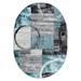 Black/Blue Oval 5' x 7' Area Rug - Wrought Studio™ Fanton Abstract Machine Woven Gray/Black/Blue Area Rug, Polypropylene | Wayfair