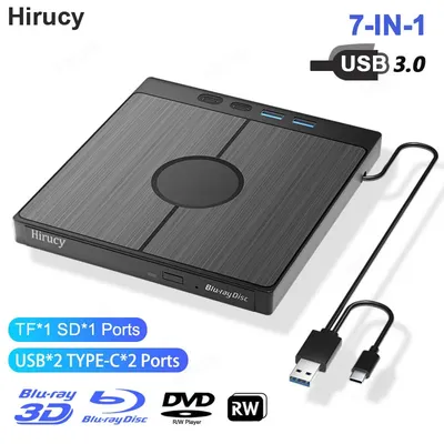 7 in 1 unità Bluray esterna USB 3.0 Type-C BD lettore DVD CD-RW bruciatore ottico portatile con Slot