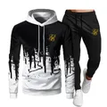 Felpa con cappuccio in seta Sik moda uomo abbigliamento sportivo abbigliamento da uomo Jogging abbigliamento sportivo Casual tuta sportiva da corsa da uomo + pantaloni Set da 2 pezzi