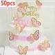 50Pcs Butterfly Decoration Gold Pink Purple Cake Decoration DIY Butterflies Cake Topper Birthday
