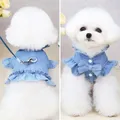 Denim Dog Vest with Traction D Ring Summer Dog Dress Jean Pet Clothes for Small Dogs Chihuahua Shirt