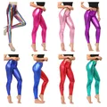 Women Pants Sexy Shiny Leggings Clubwear Trousers Stretch Body Fitness Elastic Skinny Silver Black