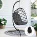 Dakota Fields Caponi Outdoor/Indoor Porch Swing Egg Chair w/ Stand & Chair Cover Wicker/Rattan in Gray | 77 H x 39.3 W x 40.9 D in | Wayfair