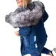 Loose Vintage Women Denim Jacket Coat Fur Hooded Plush Dilapidated Slim Mid-length Warm Jacket 2022