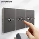 86 Type Retro Wall Light Toggle Switch 1-4 Gang 2 Way Gray Stainless Steel Panel Metal Switch