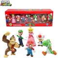 6Pcs Super Mario Bros Toys Dolls Anime Figures Luigi Yoshi Donkey Kong Wario PVC Action Figure Model