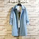 M-5XL Long Style High Street Men Trench Coat Washed Retro Blue Black Denim Jacket Spring Autumn