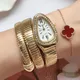 Cussi Women's Watches Snake Shape Luxury Wrist Watch for Women Steel Unique Gold Quartz Ladies Watch