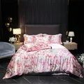 Luxury Natural Silky Bedding Set Single Double Queen King Size Printing Quilt Cover Set Silk Satin