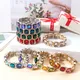 New Trendy 2024 Colorful 15mm Rhinestone Women Bracelet Enamel Gold Sliver Color Beads Elastic