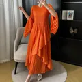 Miyake Ruffle Edge Pleated Beach Resort Dress 2024 Summer New Loose Women's Clothing Middle East