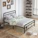 August Grove® Victorian Style Metal Platform Bed w/ Wrought Iron-Art Headboard/Footboard in Brown | Queen | Wayfair