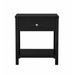 Red Barrel Studio® Wooden End Side Table Nightstand w/ Glass Top & Drawer in Black | Wayfair 780330214BCD4D8686BC146A040578C5