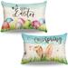 The Holiday Aisle® Cute Bunny Easter Outdoor Lumbar Pillow Covers 12X20 Set Of 2, Farmhouse Spring Easter Egg Bunny Decor Lumbar Pillows 12 X 20 | Wayfair