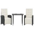 Vidaxl 3 Piece Bistro Set w/ Cushions Black Poly Rattan | Outdoor Furniture | Wayfair 3212514