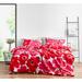 Queen Duvet Cover Set, Cotton Bedding with Matching Shams & Botton Closure, All Season Home Decor (Unikko Red, Queen)