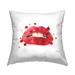 Stupell Red Lips Fashion Makeup Glam Printed Outdoor Throw Pillow Design by Amanda Greenwood