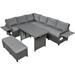 5-Piece Outdoor Patio Rattan Sofa Set with 2 Extendable Side Tables
