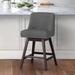 LUE BONA 26 in. Counter Height Upholstered Wood Frame Swivel Bar Stool with Farbic Seat - 19.6"D x 19.6"W x 37"H