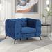 Button Tufted Velvet Upholstered Single Sofa Chair with Metal Legs