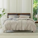 Pure Linen Duvet Cover Set Cal King, 3pcs (1 Duvet Cover,2 Pillowcases) for All Season w/Coconut Button Closure for Hot Sleepers