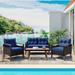 4-Piece PE Rattan Outdoor Patio Sofa Conversation Sets with Cushions