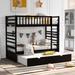 Black Solid Hardwood Twin Bunk Bed with Trundle