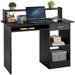 Home Office Wood Computer Desk with Drawers and Pull-Out Keyboard Tray, Study Writing Desk PC Laptop Table