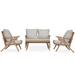 Acacia Wood Patio Conversation Furniture Set, Outdoor Loveseat Sectional Sofa Set with Cushions & Back Pillow, Coffee Table