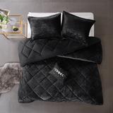 King Velvet Duvet Cover Set, Luxury Quilting Fluffy Duvet Cover, with Decorative Pillow & 2 Shams, 4 Pieces, King/Cal King