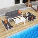 5 PCS Modern Patio Conversation Set, Outdoor Sectional Loveseat Sofa Couch Set w/ Coffee Table, Patio Seating Chat Set