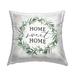 Stupell Home Sweet Home Sentiment Green Farmhouse Wreath Printed Outdoor Throw Pillow Design by Lettered and Lined