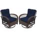 Brown Wicker Outdoor Rocking & Swivel Chair 2-Piece Set with Cushions