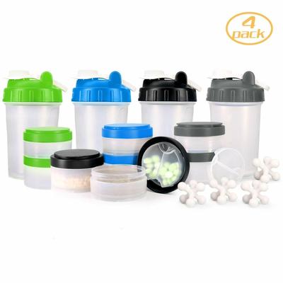 16oz Protein Shaker Bottle with Interlocking Storage