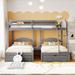 Full Over Twin & Twin Velvet Bunk Bed with Drawers