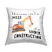 Stupell Room Under Construction Kids Bulldozer Phrase Printed Outdoor Throw Pillow Design by Jennifer McCully