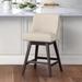 LUE BONA 26 in. Counter Height Upholstered Wood Frame Swivel Bar Stool with Farbic Seat - 19.6"D x 19.6"W x 37"H