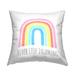 Stupell Never Stop Dreaming Children's Phrase Vibrant Pastel Rainbow Printed Outdoor Throw Pillow Design by Reesa Qualia