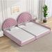 Twin+Full Velvet Upholstered Platform Bed Set - Pink, Sturdy Construction