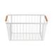 Tablecraft 11786 Rectangular Storage Basket - 13 1/2" x 9", Steel, White