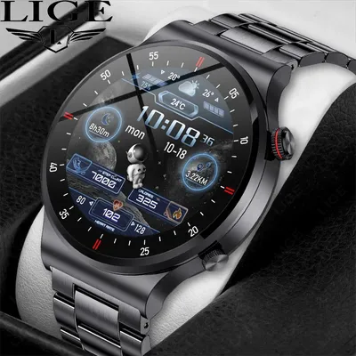 Lige 2024 nfc Uhr für Männer Bluetooth-Anruf Smartwatch Android iOS Blutdruck Smartwatch Wetter Full Touch Herren Armbanduhr Image