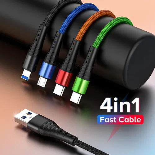 4 in 1 USB Typ C Ladekabel für iPhone 13 12 11 Pro 3 in1 2 in1 USB Ladekabel Micro USB Kabel für