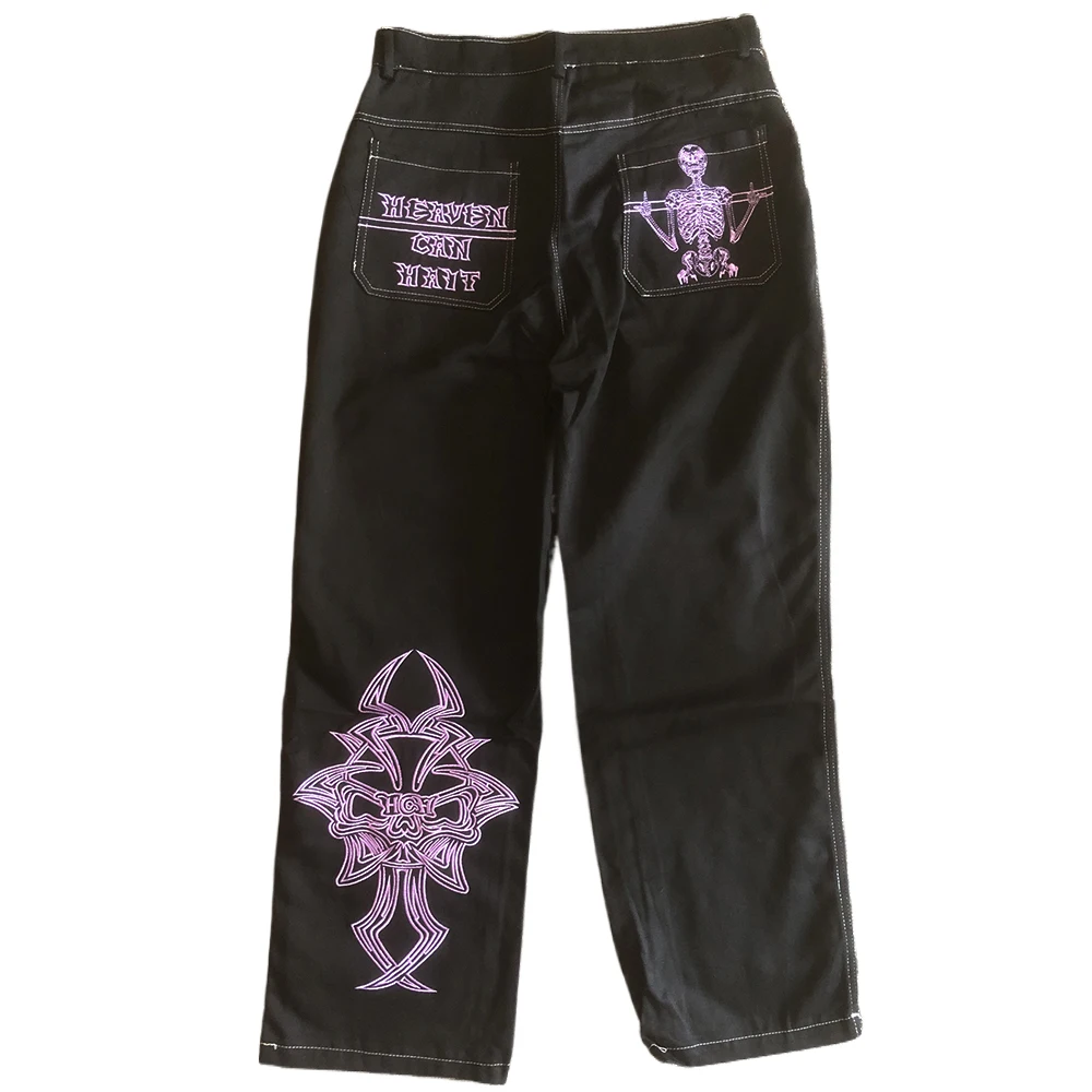 Buchstaben Stickerei Jeans Männer Y2K Streetwear Gerade Casual Lose Breite Bein Denim Cargo Hosen Hip Hop Pantalones Hombre Hosen