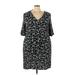 ELOQUII Casual Dress - Mini V-Neck 3/4 sleeves: Blue Dresses - Women's Size 22 Plus